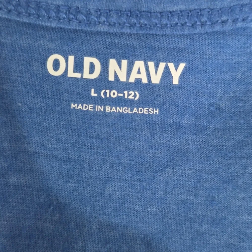 Old Navy Tank Top Boys Large 10-12 Blue Shark Pocket Tagless Jersey Sleeveless
